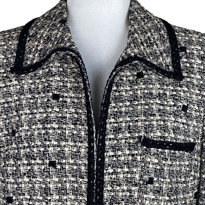 Special offer  Gallant NY Tweed 100% Silk Vintage Blazer Jacket Black / Cream Women´s Sz 10 HovWdKRak Buying Cheap