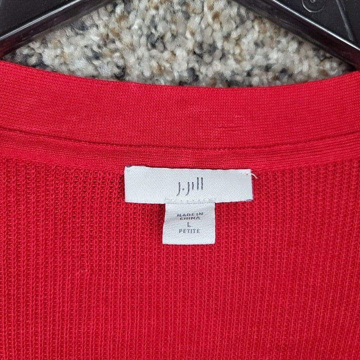 Classic J Jill Cardigan Womens LP Petite Large Red Knit Open Front Cotton Blend Casual pQyf6DxgG High Quaity