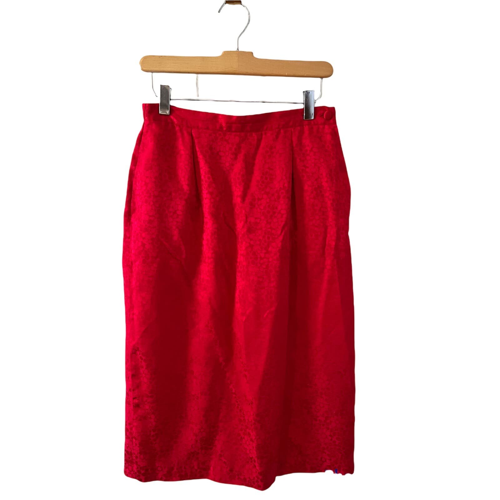 Buy Vintage silk midi skirt cherry red 6 J2sKfbdgW just