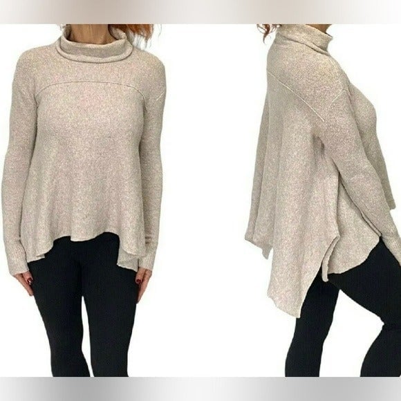 Gorgeous Free People Beige Asymmetrical Turtleneck Sweater Size M iRIHKvaLz all for you