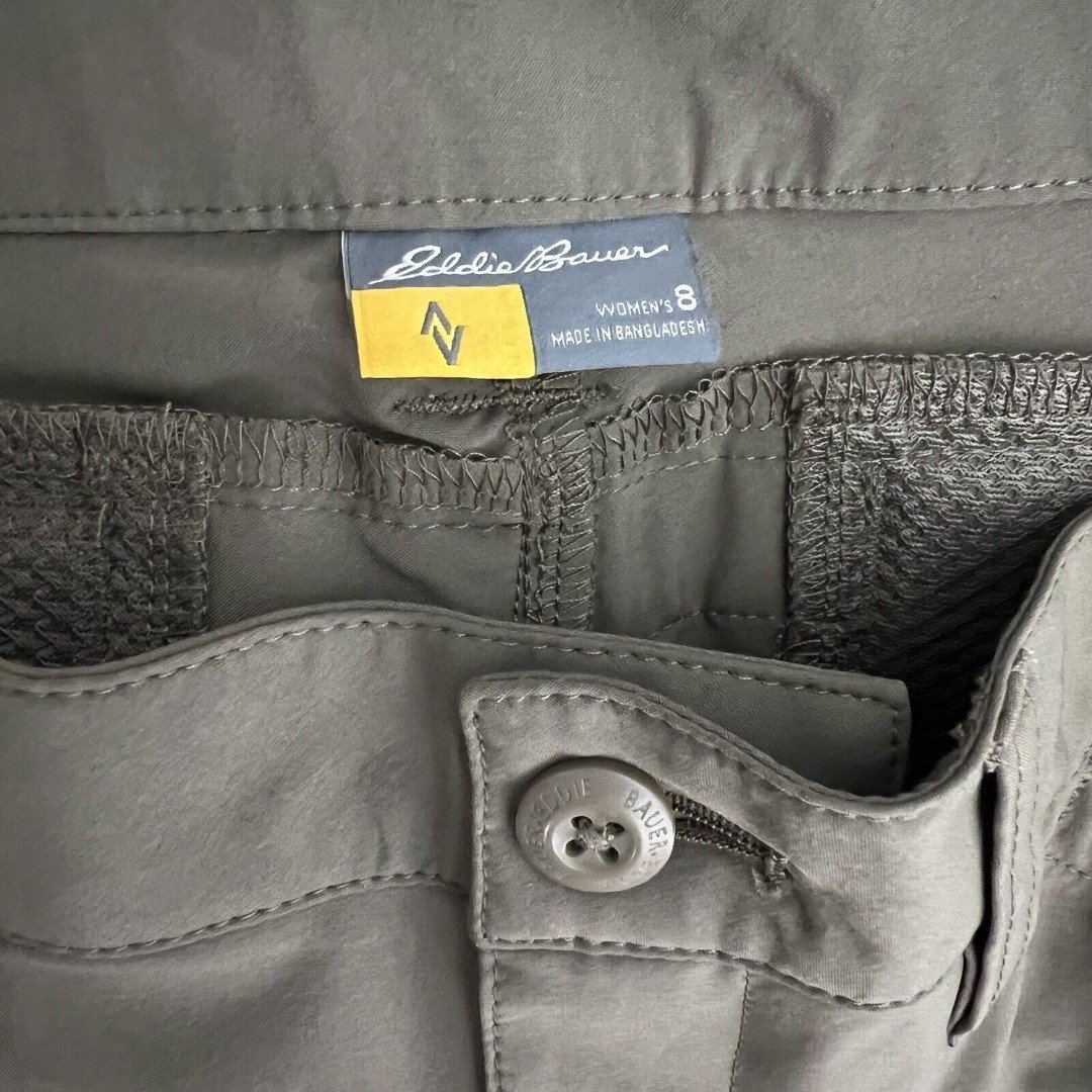 Comfortable Eddie Bauer Travex Convertible Roll-Up Pants Size 8 Brown Hiking Zip Pocket nRDVymuEa Store Online