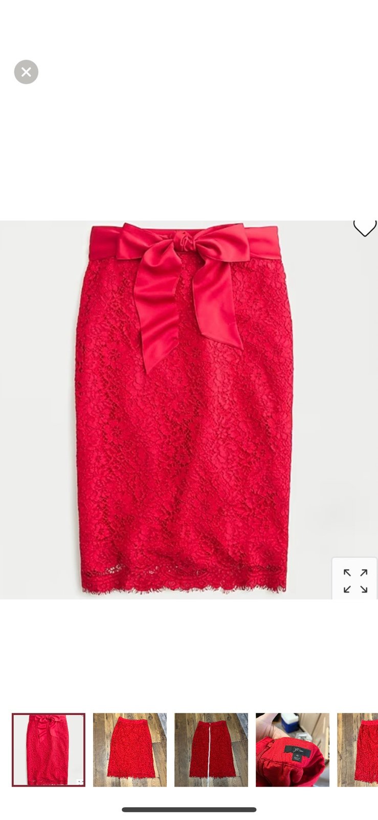 Promotions  J. Crew Satin and Lace Red Pencil Skirt Siz
