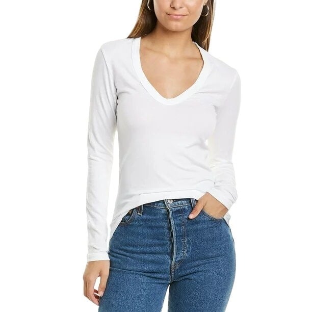 Personality James Perse Women´s Deep V-Neck Stretch Fabric Long Sleeve Tee T-Shirt JM4yNd1xG just buy it