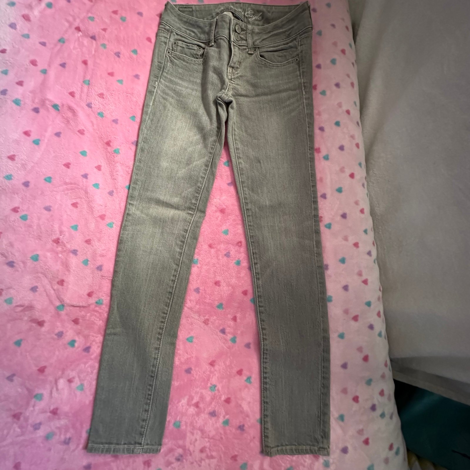 Exclusive American Eagle stretch super skinny jeans gre