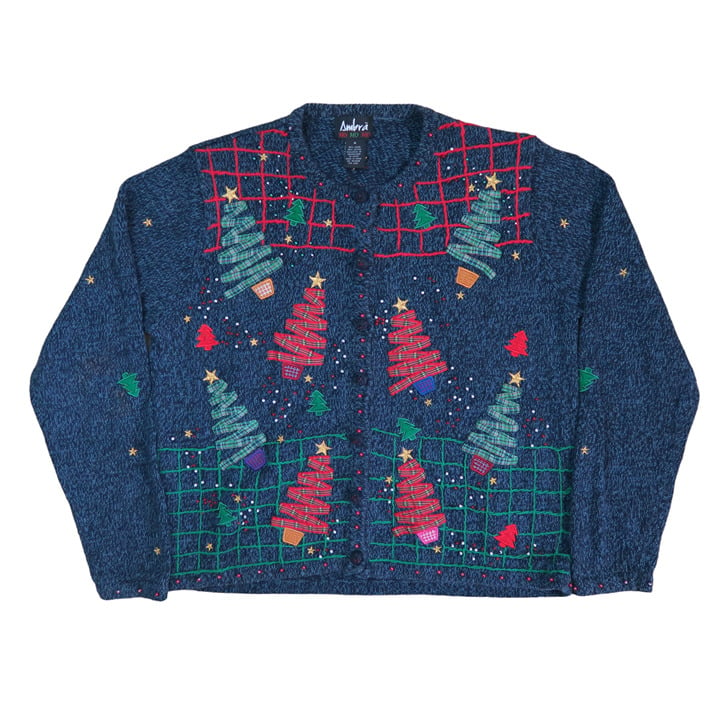 Simple Vintage Ambra Christmas Tree Grandma Ugly Cute Embroidered Sweater - Medium L0fTGAJX5 Novel 