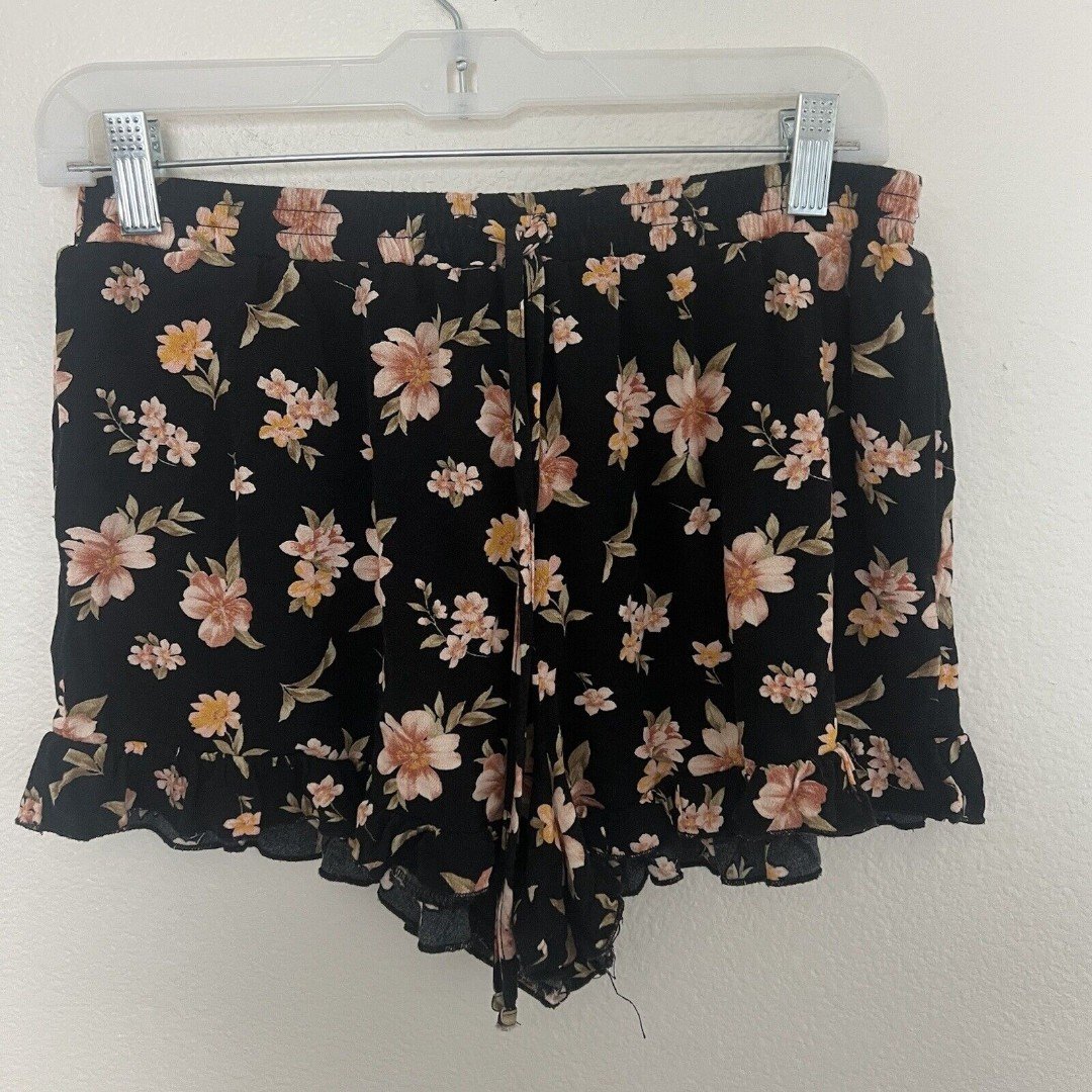 Exclusive Womens American Eagle Black Floral Pull On Sh