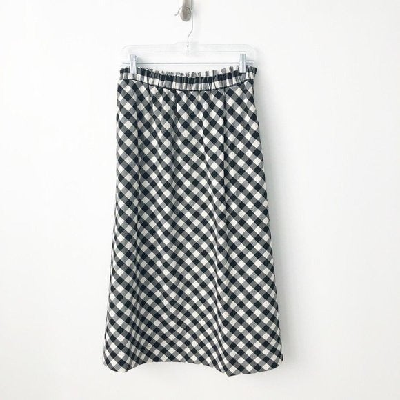 Discounted NWT Anthropologie Gingham Skirt Set L $180 Black White Plaid Crop Top 2 Piece jSlmURAH8 Cheap