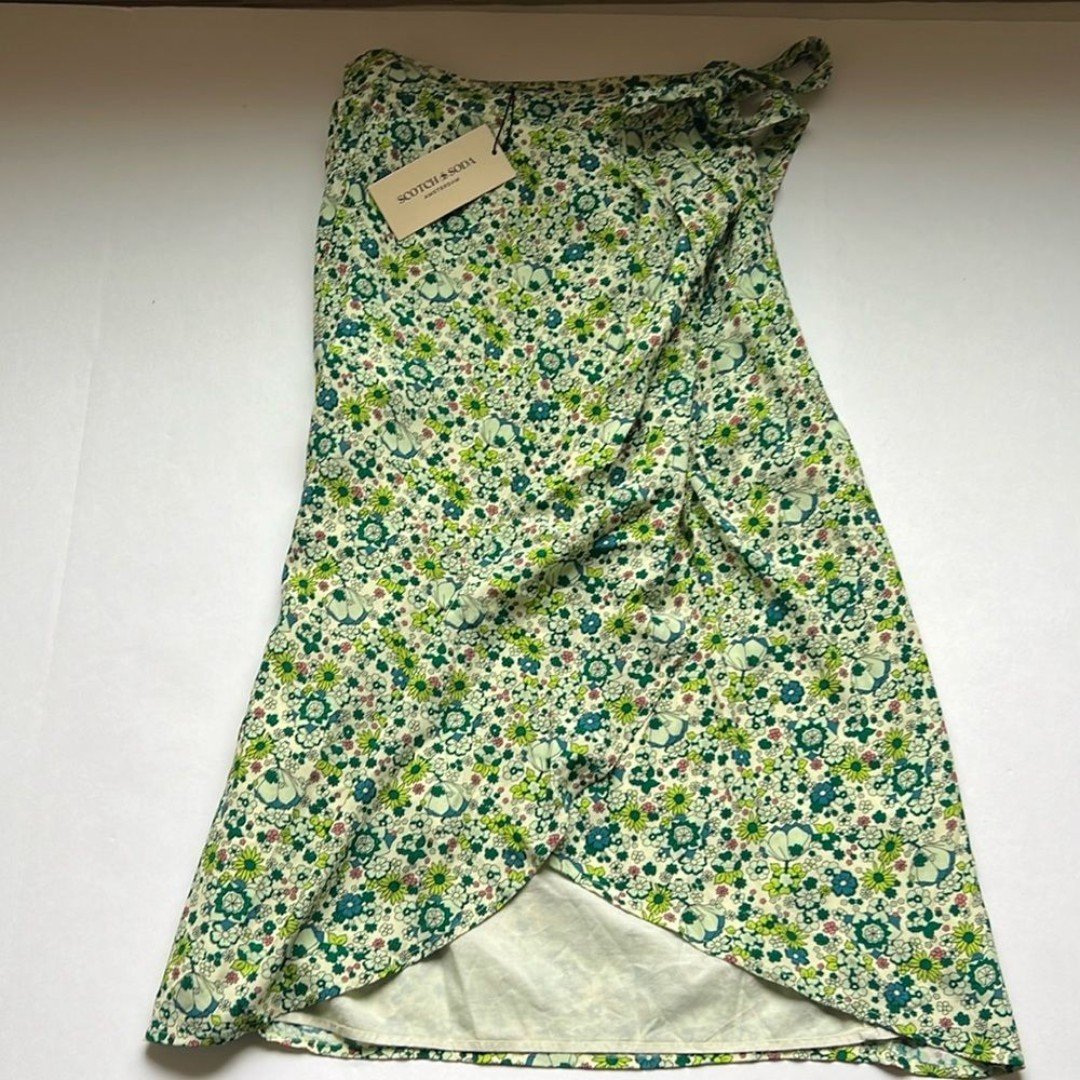 Gorgeous Scotch & Soda x Free People Skirt Green Floral Wrap Midi Size Medium NWT ickuedQka Everyday Low Prices