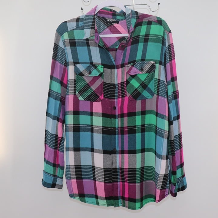 Great BDG Green/Blue/Pink Plaid Button Down with two fr