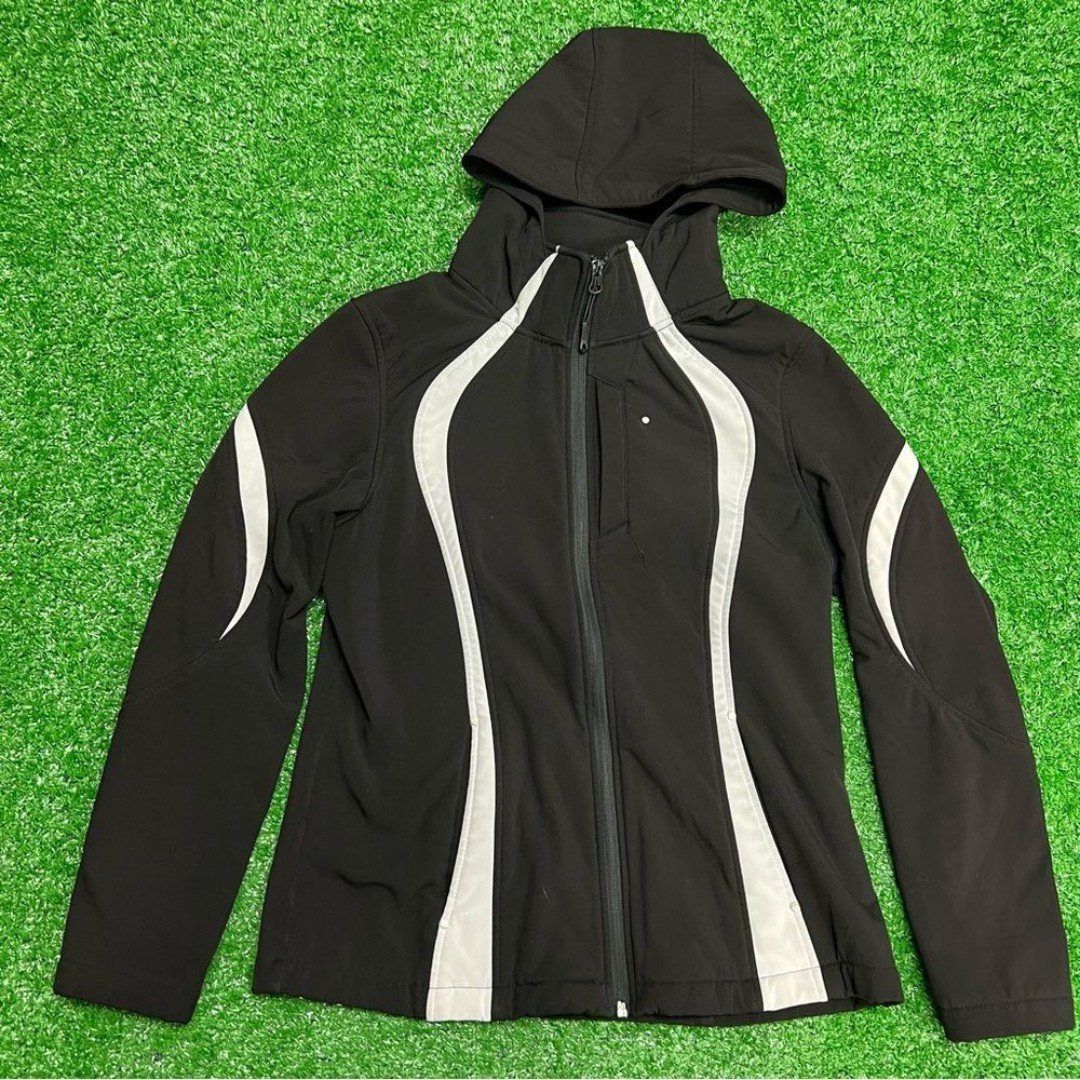Simple Hawke & Co Black Zip Up Jacket With Hood Size Sm