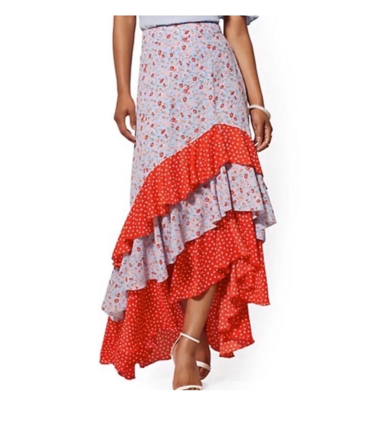 Custom Mixed Print Asymmetrical Ruffle Layered Multicolor Skirt NBH0gGECp Great