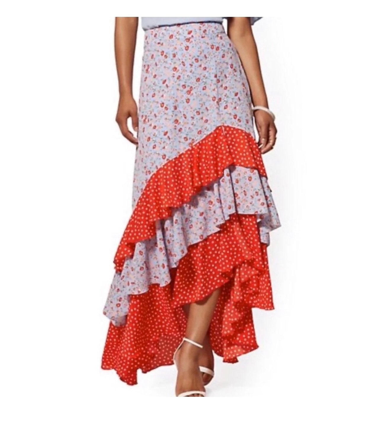 Custom Mixed Print Asymmetrical Ruffle Layered Multicolor Skirt NBH0gGECp Great