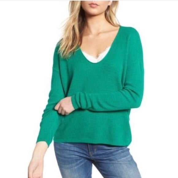 Cheap BP Green Scoop Neck Sweater Long Sleeve Light Pullover Waffle Seed Stitch NEW HTdUkvvMB Cool