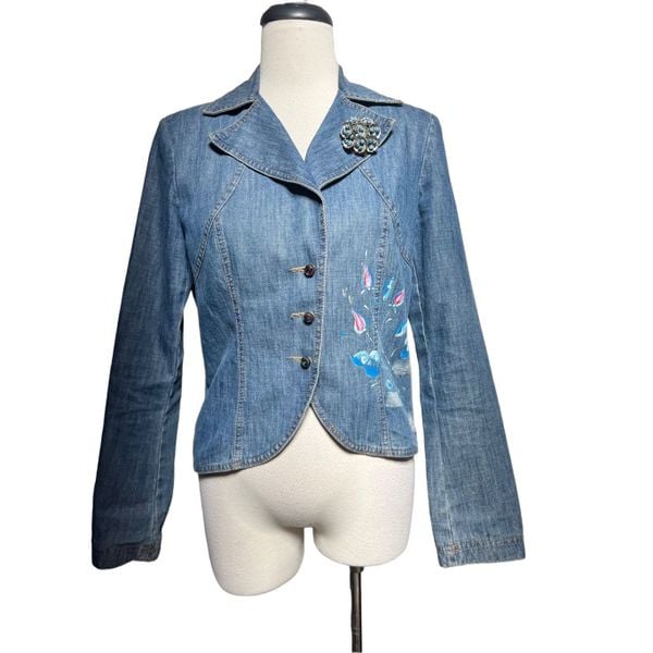 Classic Rare Made in Italy Denim Jacket with Art Painte