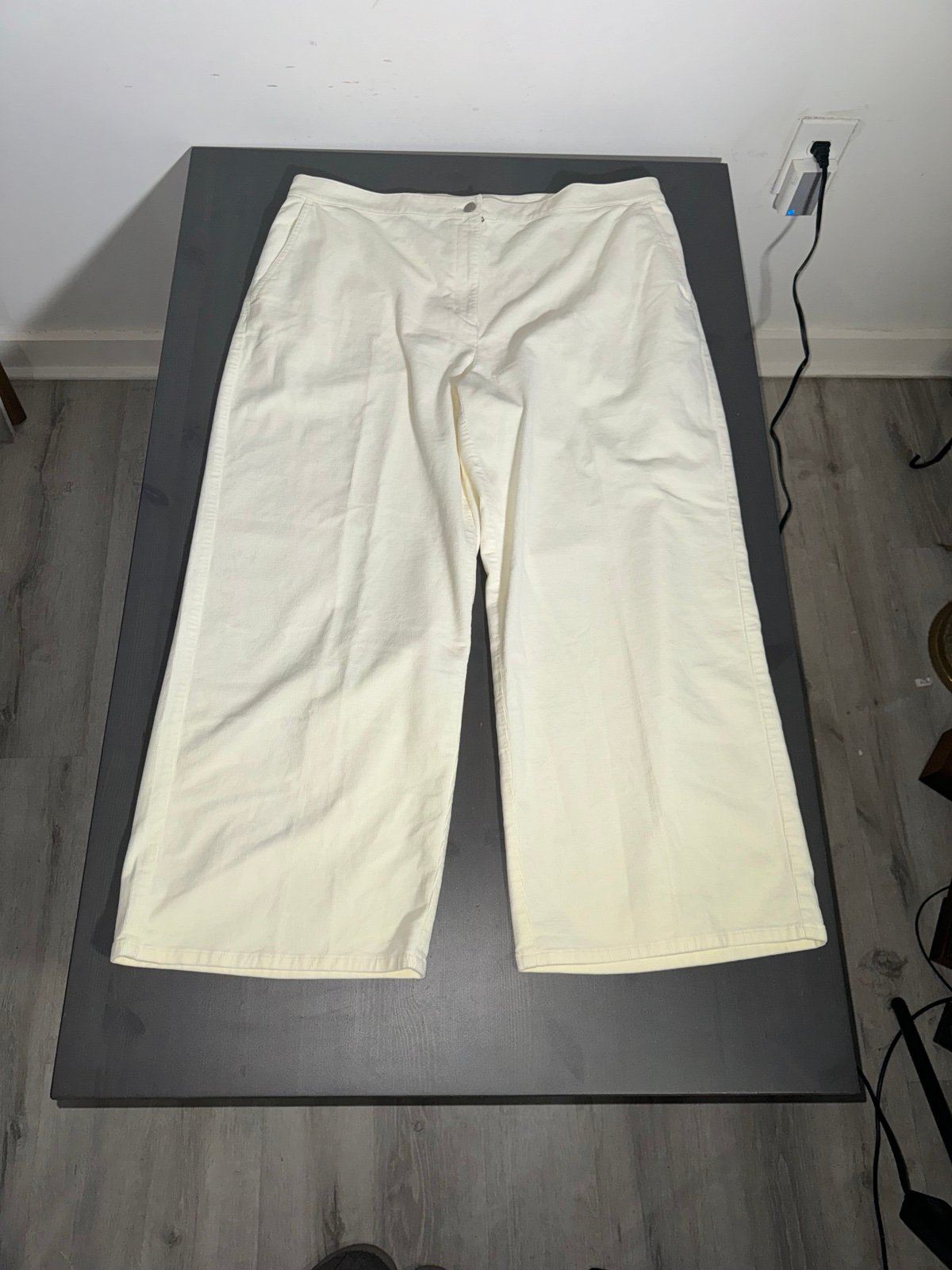 Buy Eileen Fisher Pants Ivory Organic Cotton Stretch Corduroy Wide-Leg NkyP05VNd no tax