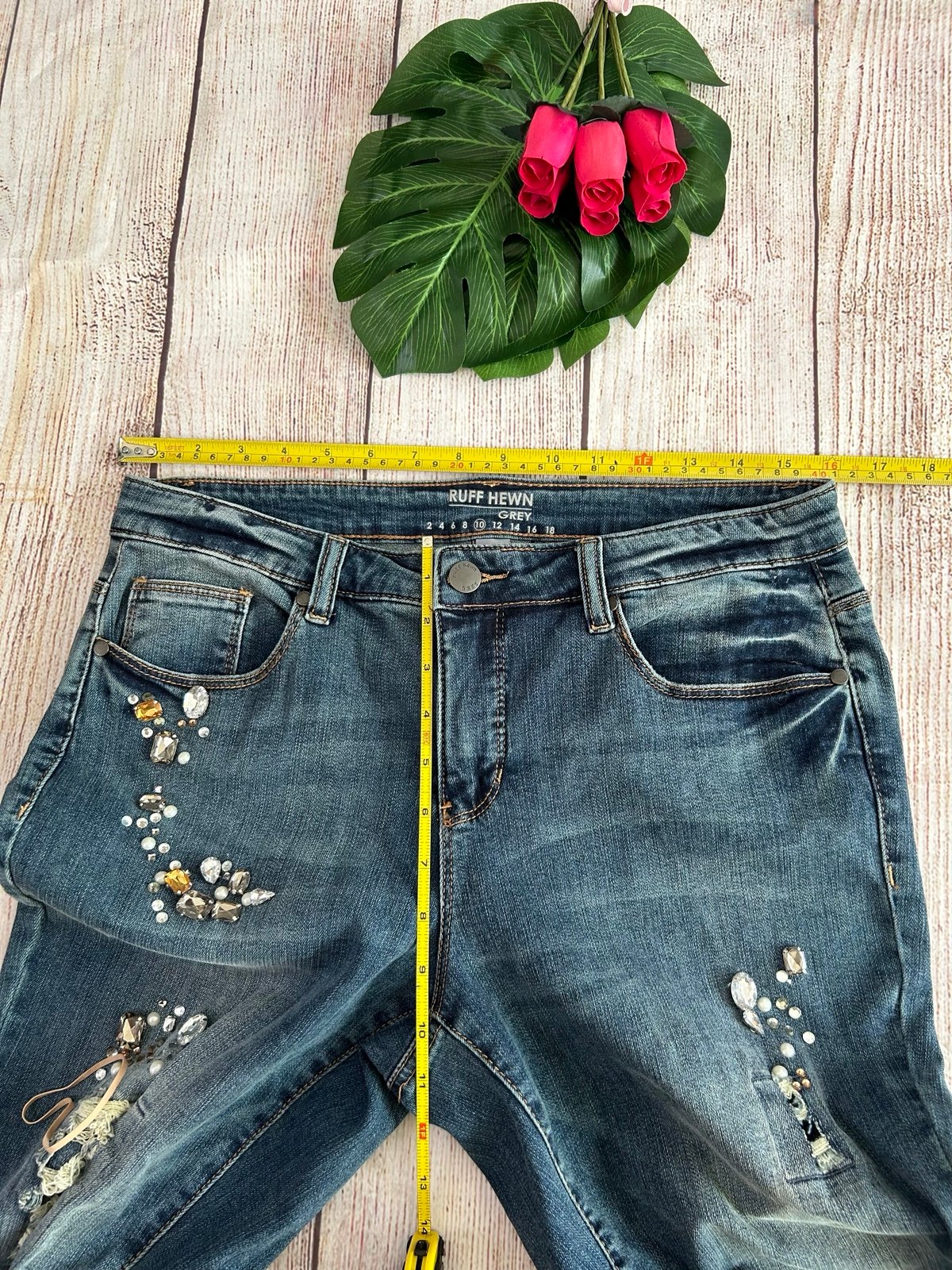 Comfortable Ruff Hewn Women’s Medium Wash Distressed Rhinestone Jeans Size 10 ppwYkvfKc Online Exclusive