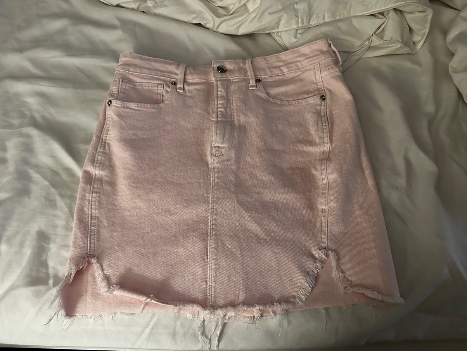 Beautiful Good American Light Pink Denim Skirt 12 MA27v