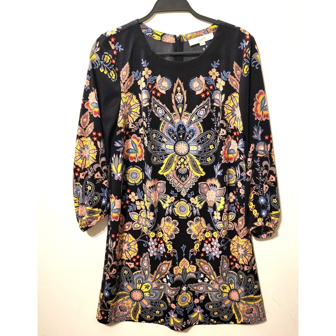 High quality Ann Taylor Loft Black Floral Print Tunic Dress Lib64XxiH US Sale