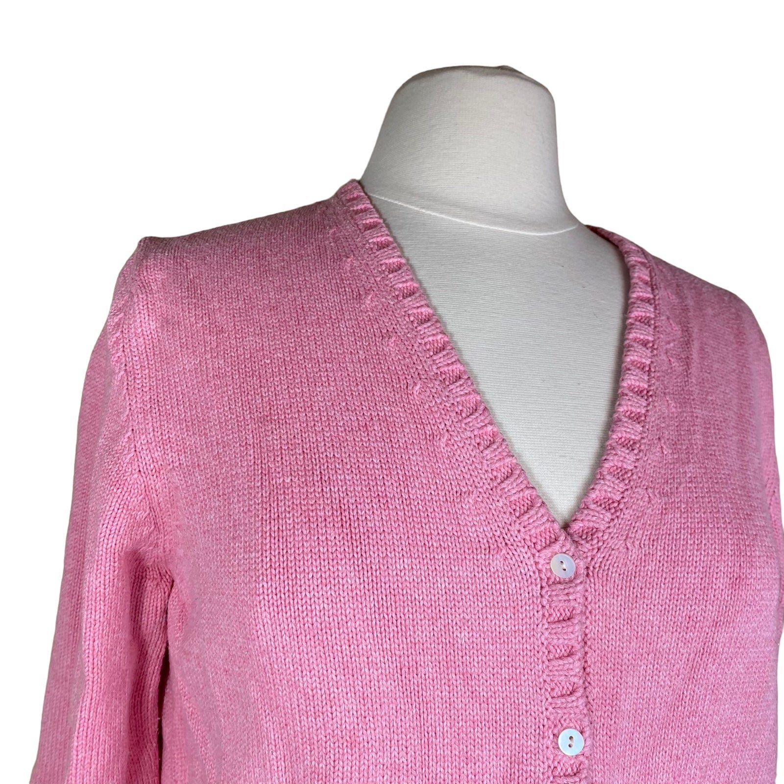 High quality Lands End Cardigan Sweater PINK Barbiecore Cotton Medium 10-12 PcgSjAKlT just for you
