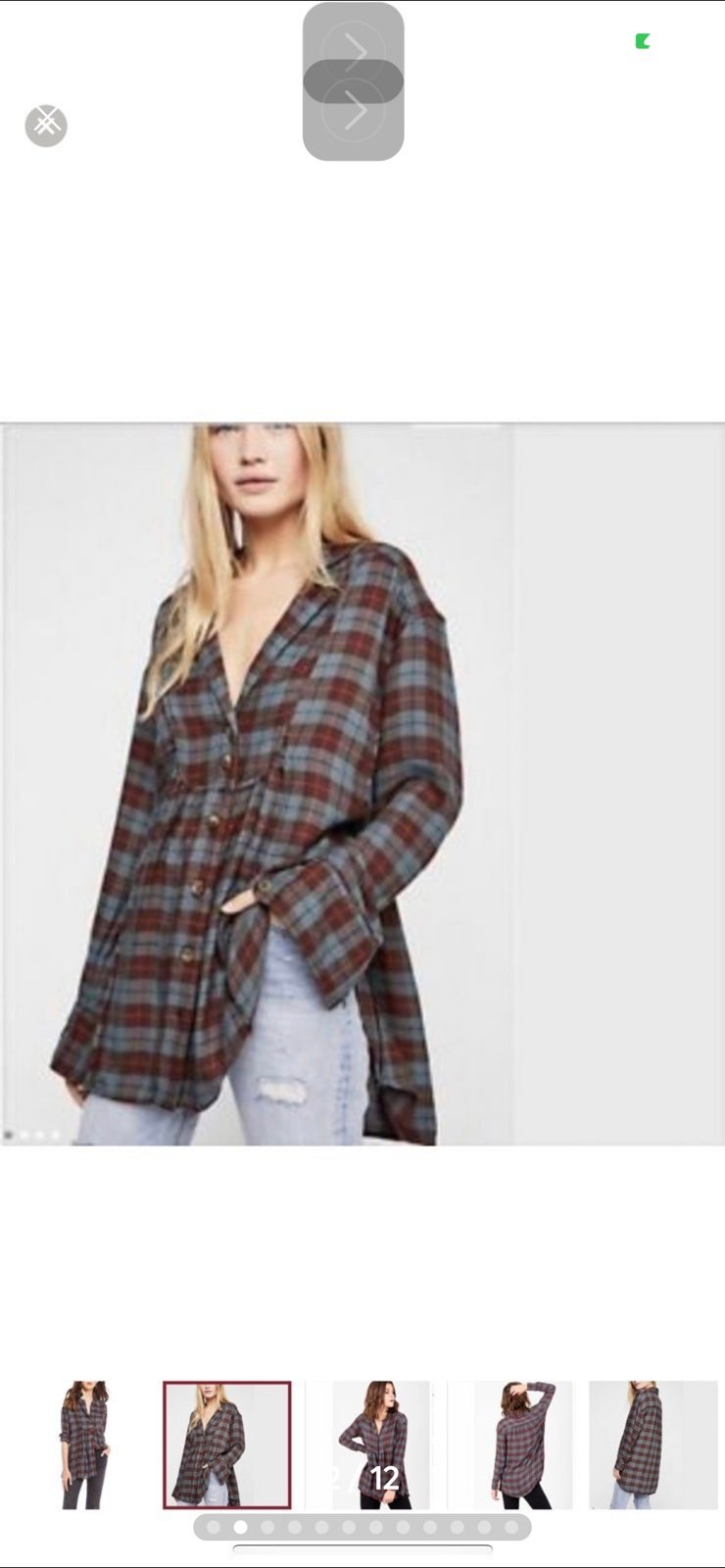 Custom Free People ALL ABOUT THE FEELS PLAID BUTTON DOWN TOP SMALL NEW oLHzR9P9c Discount