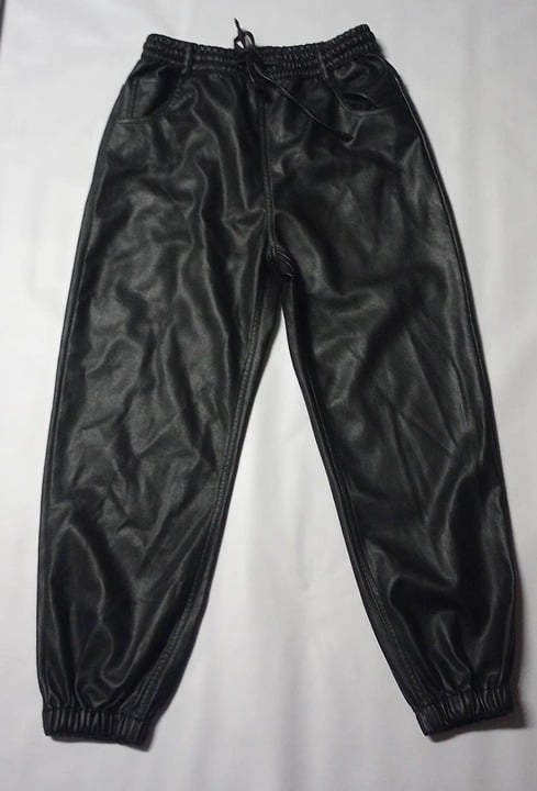 The Best Seller Black Faux Leather Joggers Size Small K