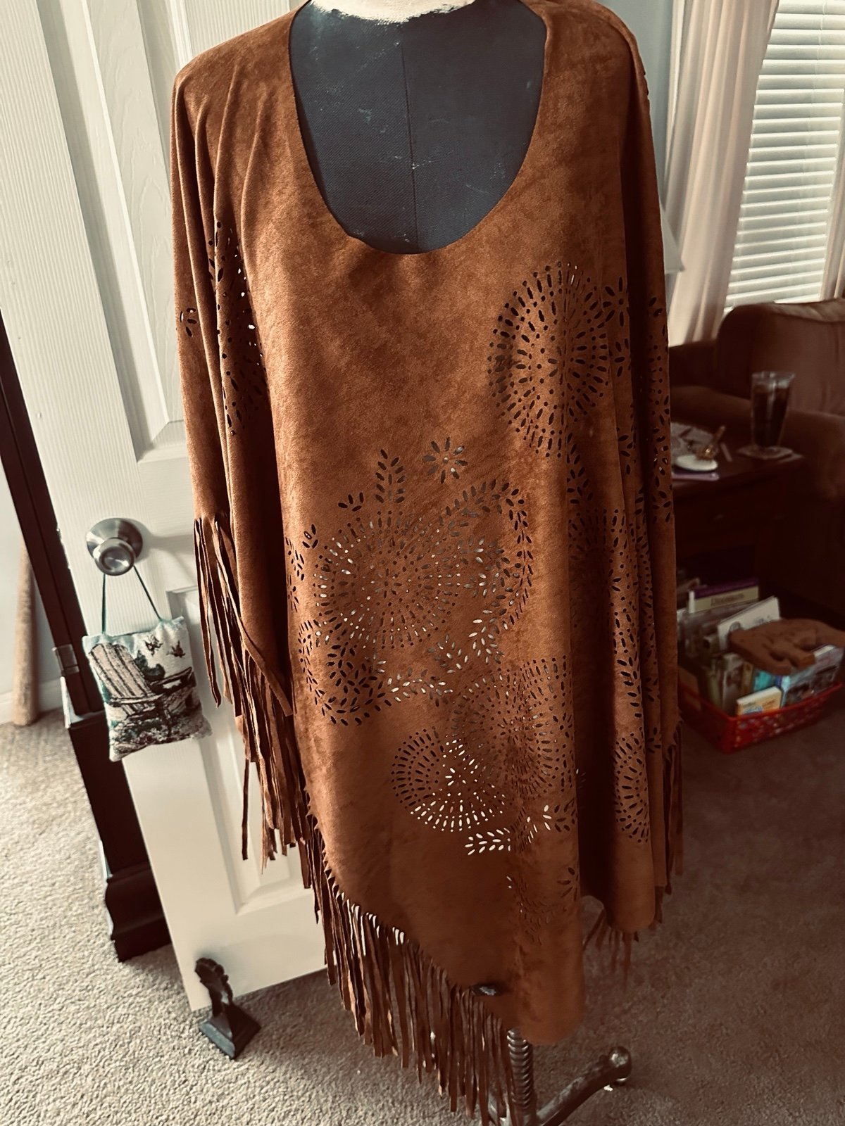 reasonable price Step in Style Suede-look Boho Fringed Boho Tunic poncho One size ogE1dO2fx no tax