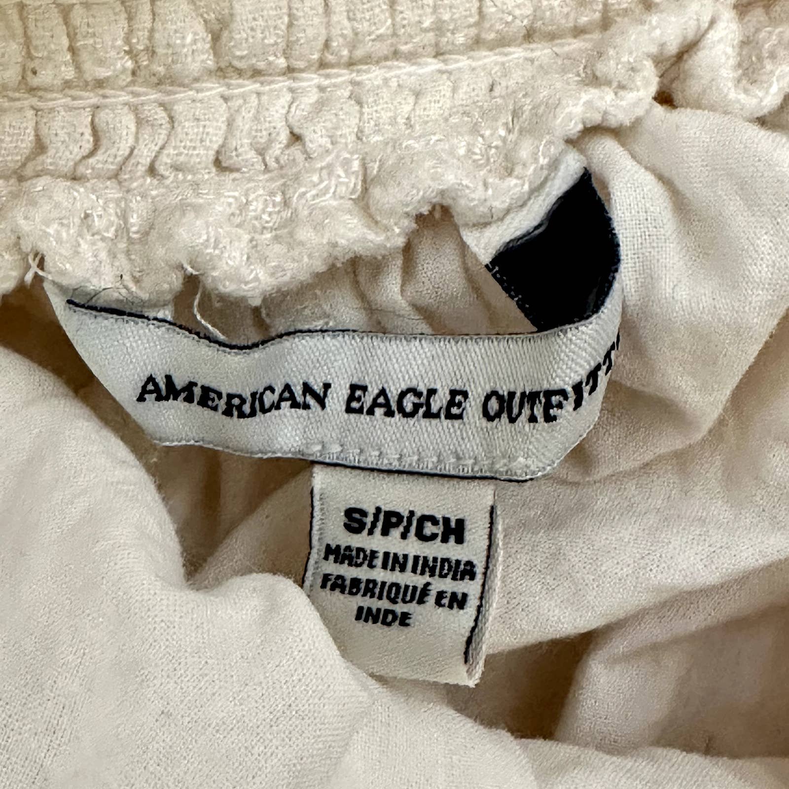 high discount American Eagle Ivory Boho Gauze Scoop Neck Crochet Detail Dress kND9zWRwP on sale