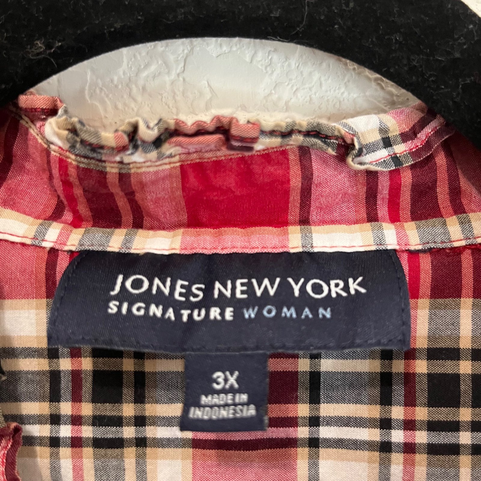 Buy Jones New York Red Tan Plaid Long Sleeve Button Up Shirt Womens Size 3X i1k6RY84D Novel 