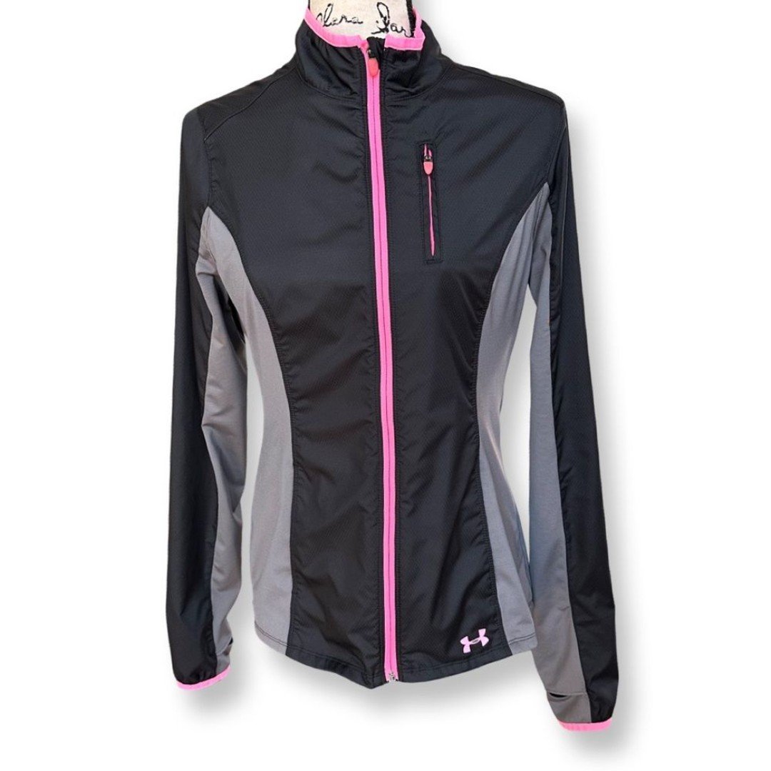 Popular Under Armor Black Grey Pink Semi-Fitted Jacket 