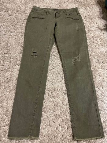 Personality New direction mid rise distressed green ski