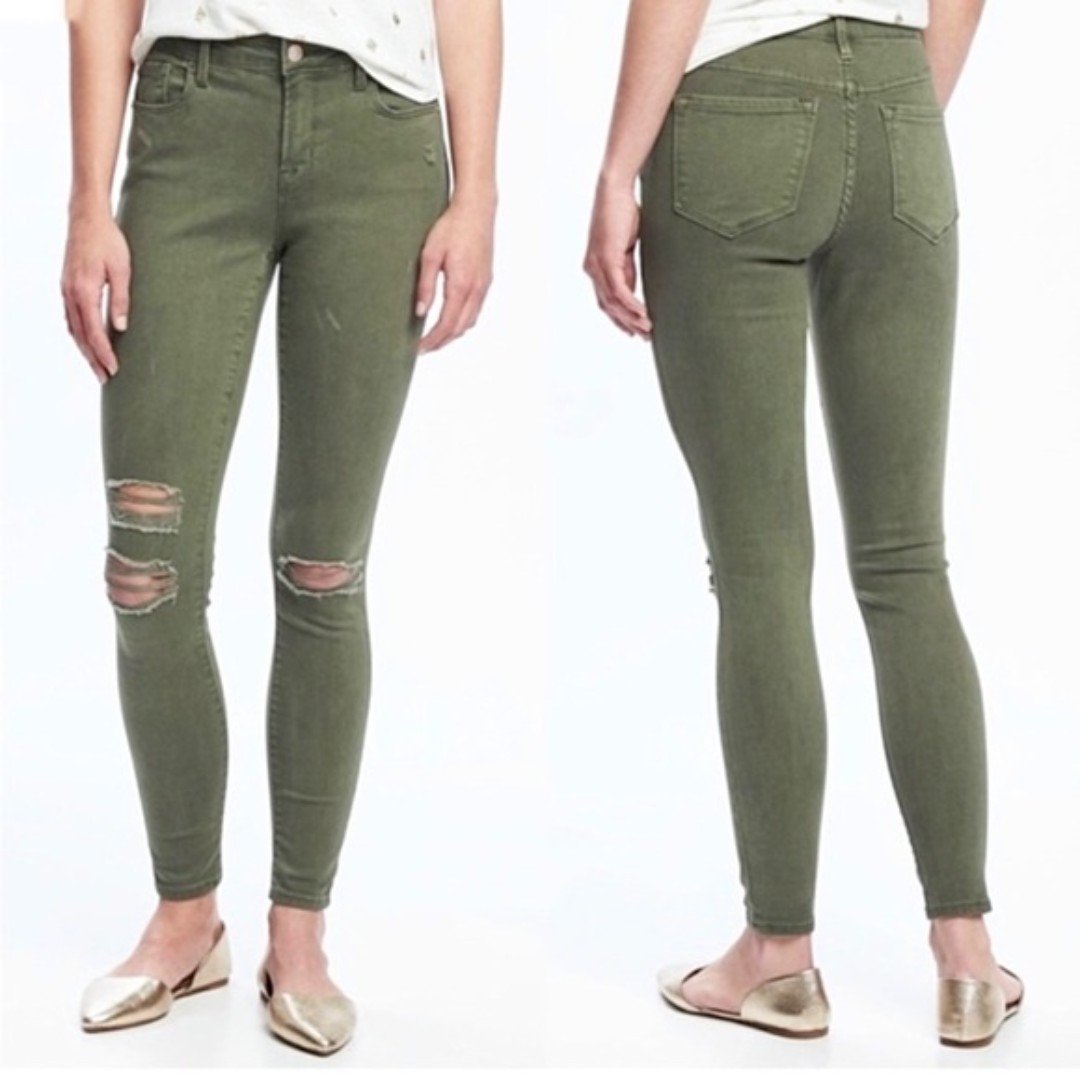 reasonable price Old Navy Mid Rise Rockstar Olive Green Distressed Skinny Jeans Size 2 J3tmJY1Xi US Outlet
