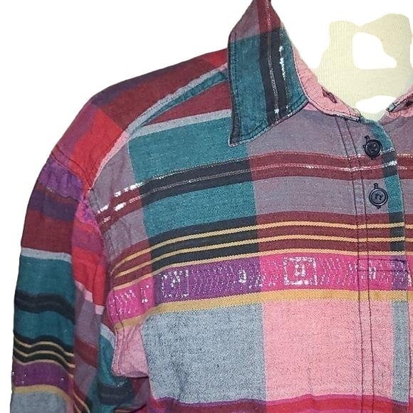 Authentic Cabin Creek Large Button Down Plaid Flannel Shirt pnqi6D15H best sale