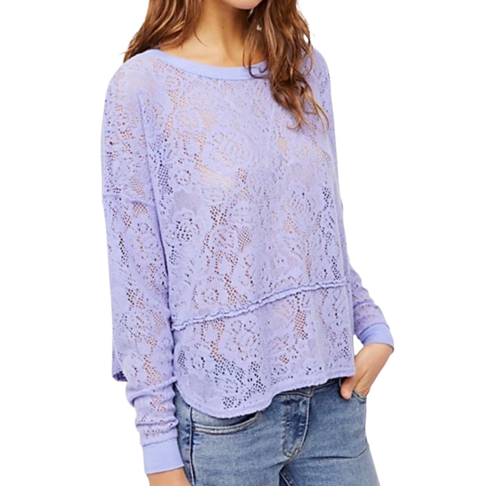 Affordable Free People Not Cold In This Lace Lavender P