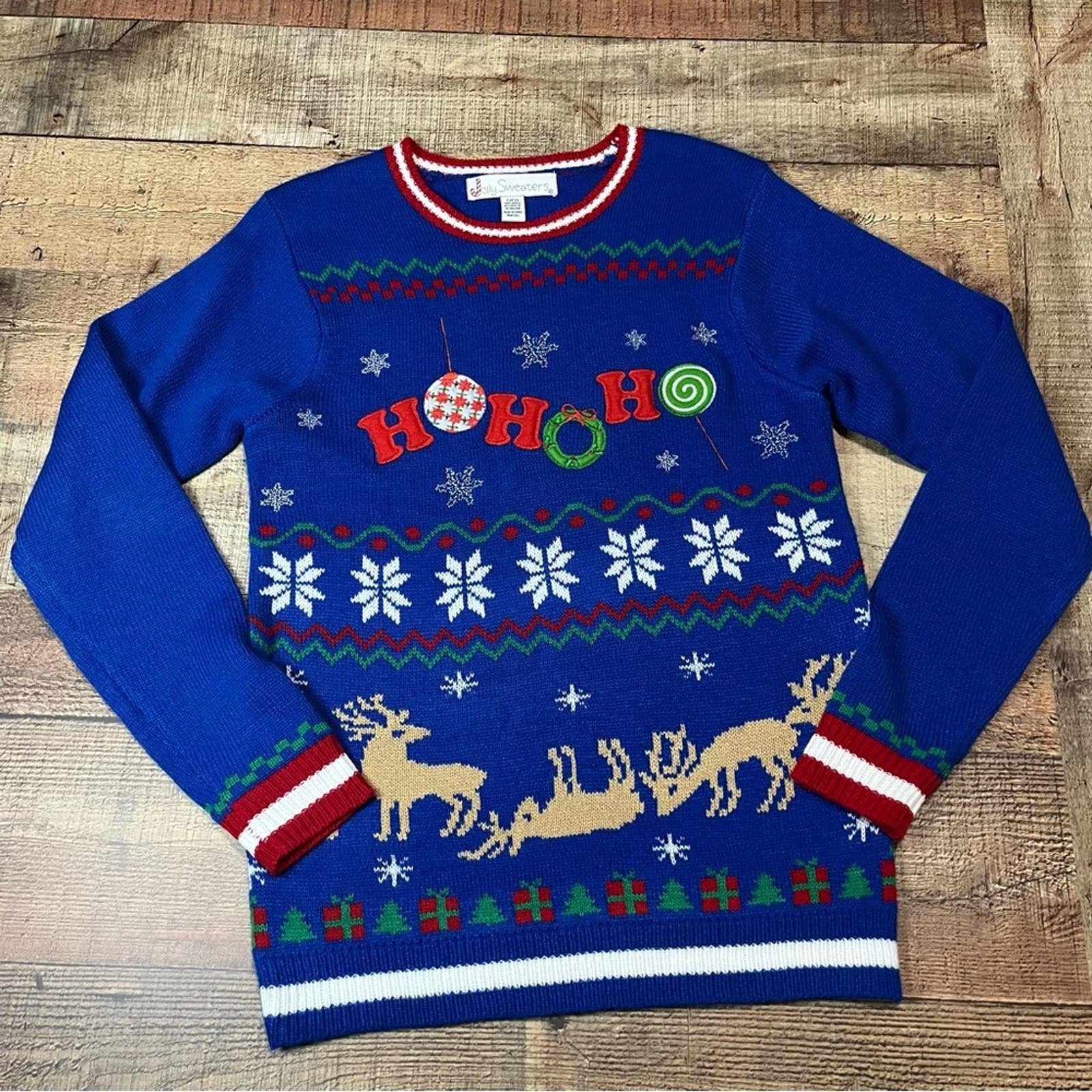 large selection Jolly Sweaters | Blue HOHOHO Holiday Ugly Christmas Sweater Sz S NRhL5nCHn outlet online shop