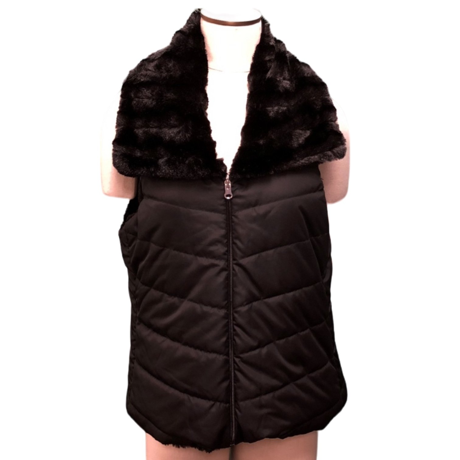 Personality Ellen Reyes Black Plush Reversible Vest iC3TxgVl7 Low Price