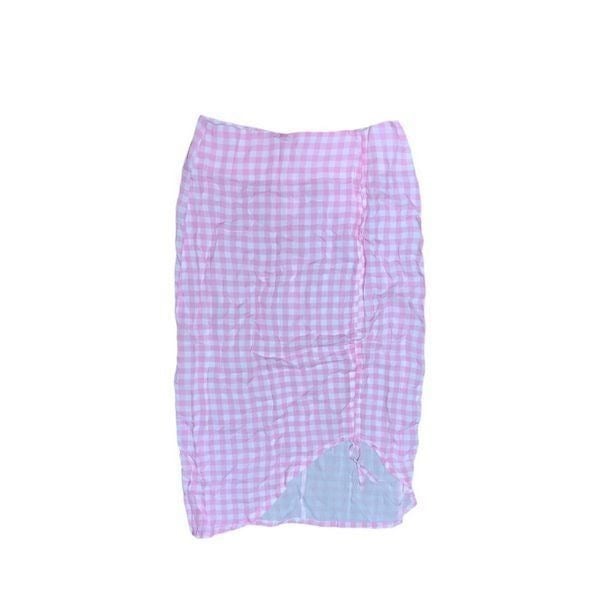 high discount VDM x Revolve, Pink & White Checkered Swimsuit Cover Scrunch Skirt, Small, NWT HvI5LwPG3 New Style
