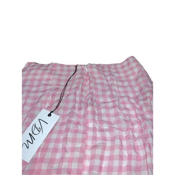 high discount VDM x Revolve, Pink & White Checkered Swimsuit Cover Scrunch Skirt, Small, NWT HvI5LwPG3 New Style