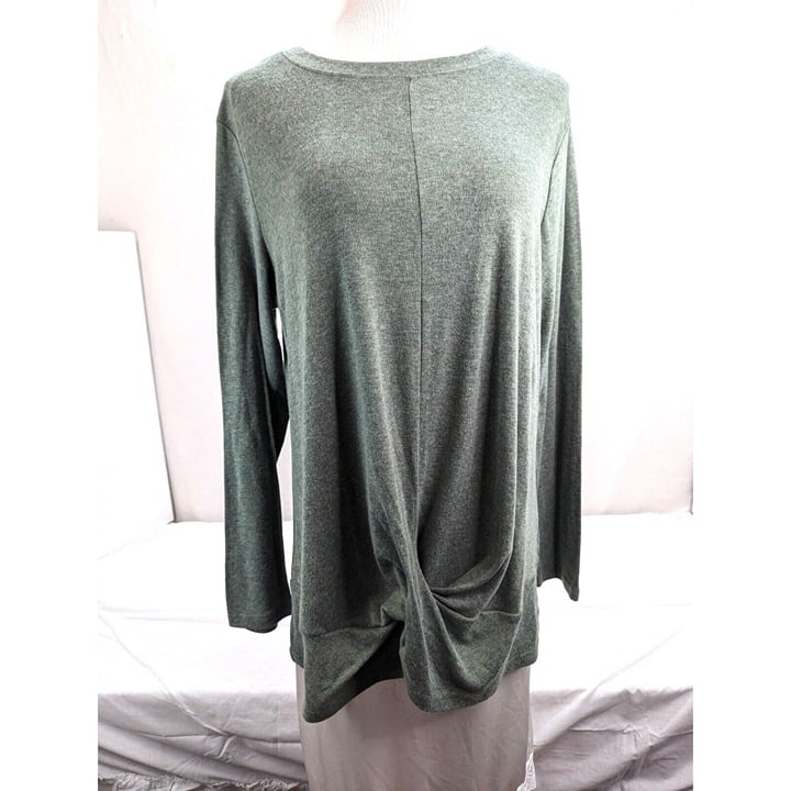 large selection DUSDIMON Womens Sage Green Long Sleeve Crew Neck Front Twist Top Size XL fpJGrSNmg all for you