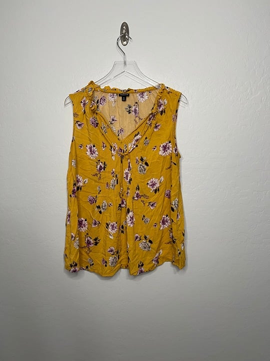 The Best Seller Torrid Yellow Floral Tank Blouse Flutter Sleeve 0 0X 12 Gbd35Q477 just for you