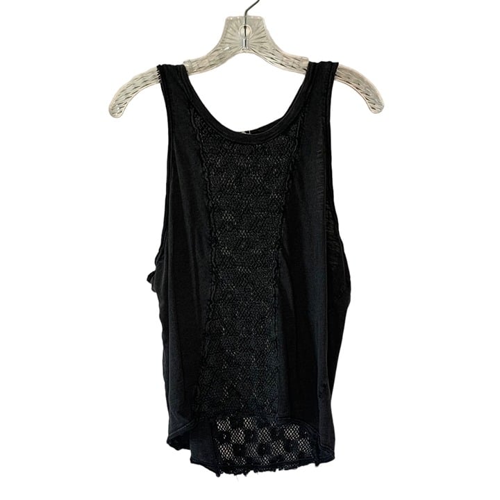 Popular FREE PEOPLE Washed Black Open Crochet Knit High-Low Hem Boho Tank Top Size XS K9tUE3GMa all for you