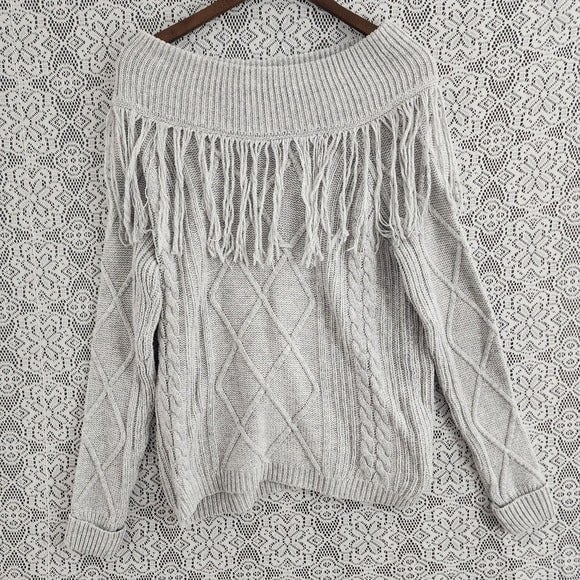 Buy Anthropologie Fate Off Shoulder Fringe Cotton Cable Knit Sweater Women´s M pnmk7qobS Factory Price
