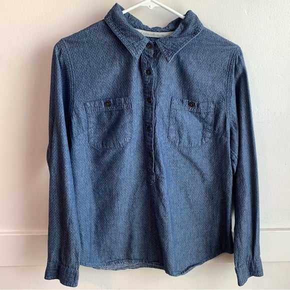 Stylish Toms Blue Polka Dot Button Up Long Sleeve Shirt KsvUwb4pP outlet online shop