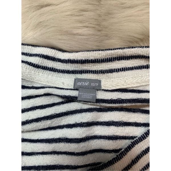 large selection aerie White & Navy Blue Striped Terrycloth Oversized Pullover Lightweight Sweats NAOmPAFlH Cool