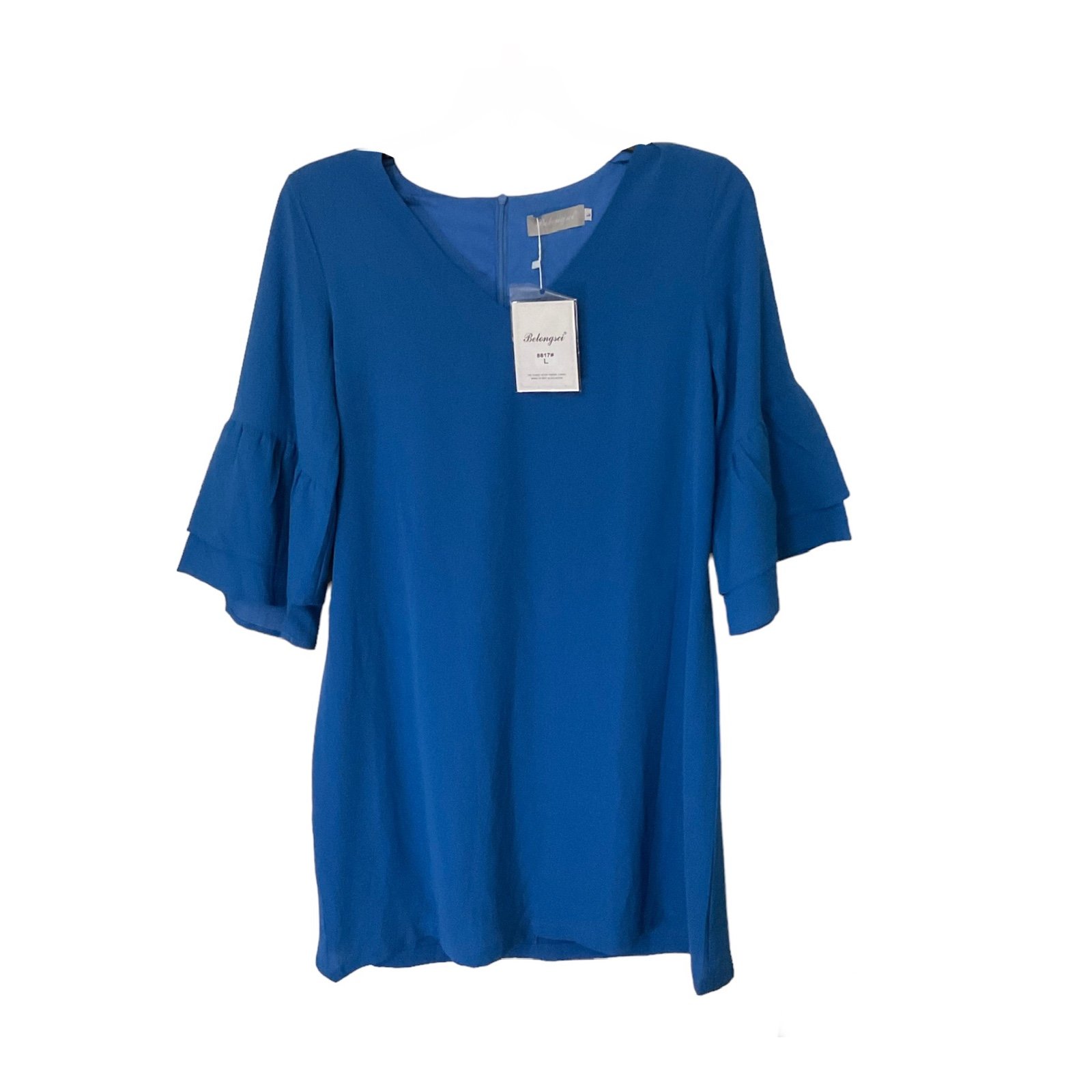 Affordable Belongsci shift dress blue sz Large v-neck b
