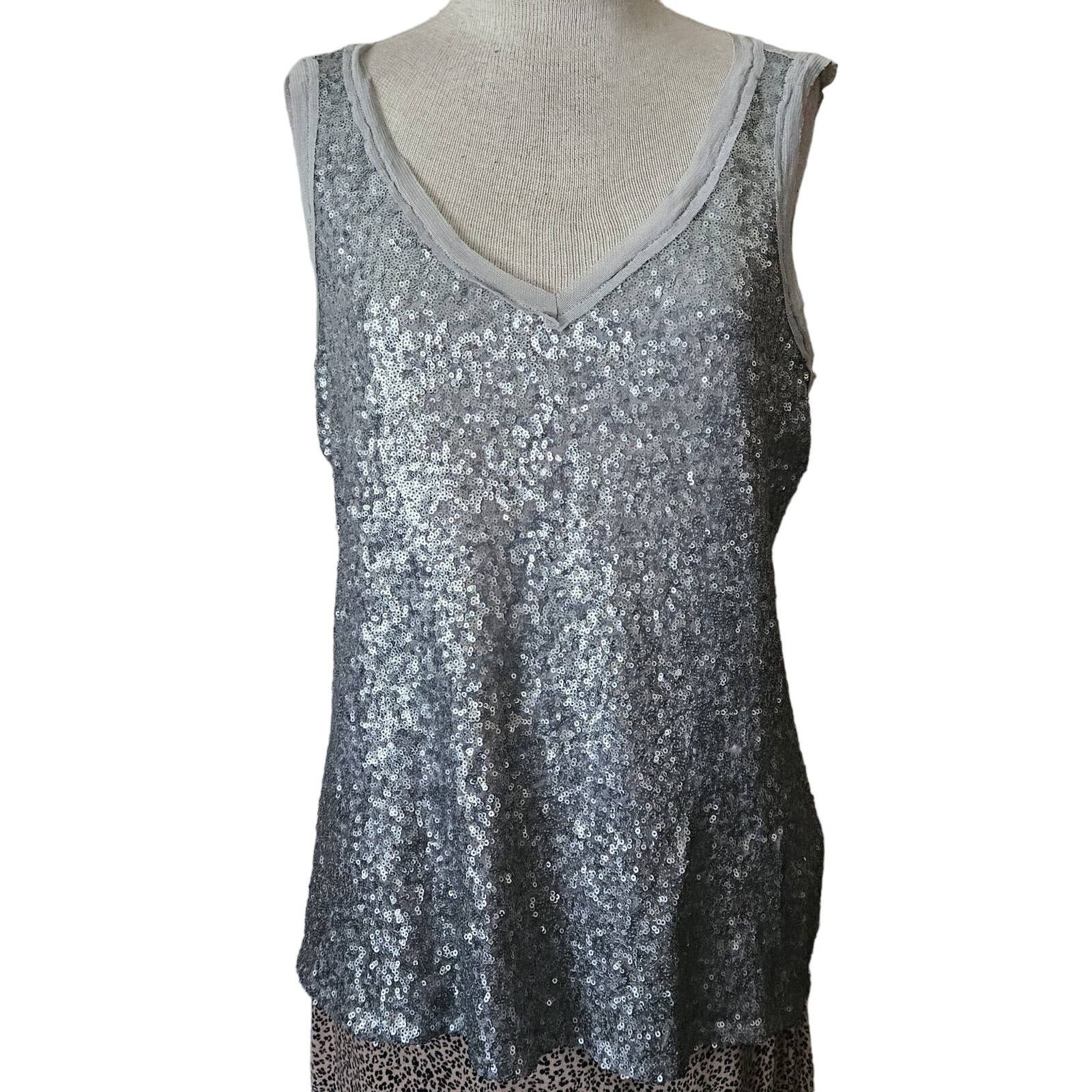 The Best Seller Silver Sequined Sleeveless Top Size Med