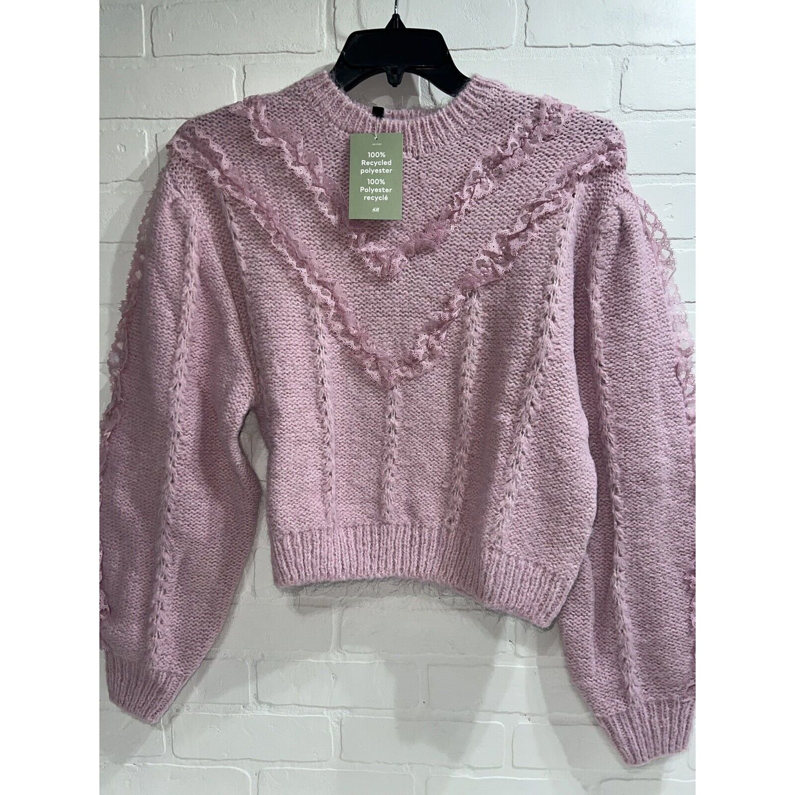 Authentic NWT! Divided by H&M Pink Ruffle Knit Pullover Sweater Size MEDIUM mXzlY6HMu just for you
