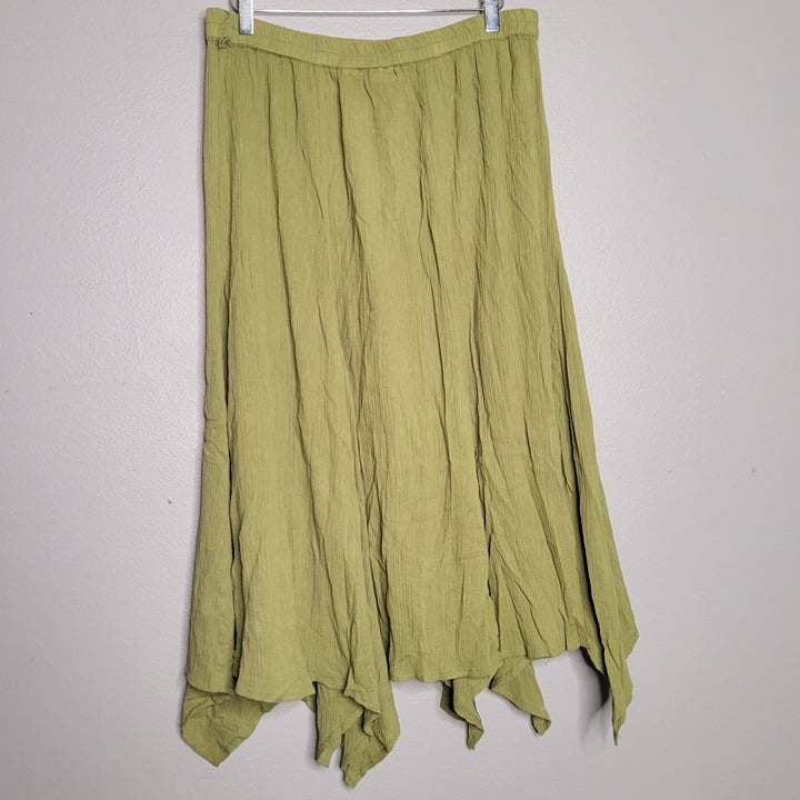 Gorgeous Vintage Women´s Large Pull On Hankerchief Asymetrical Maxi Skirt Green Fairy Gy HOsApqQxa Cool