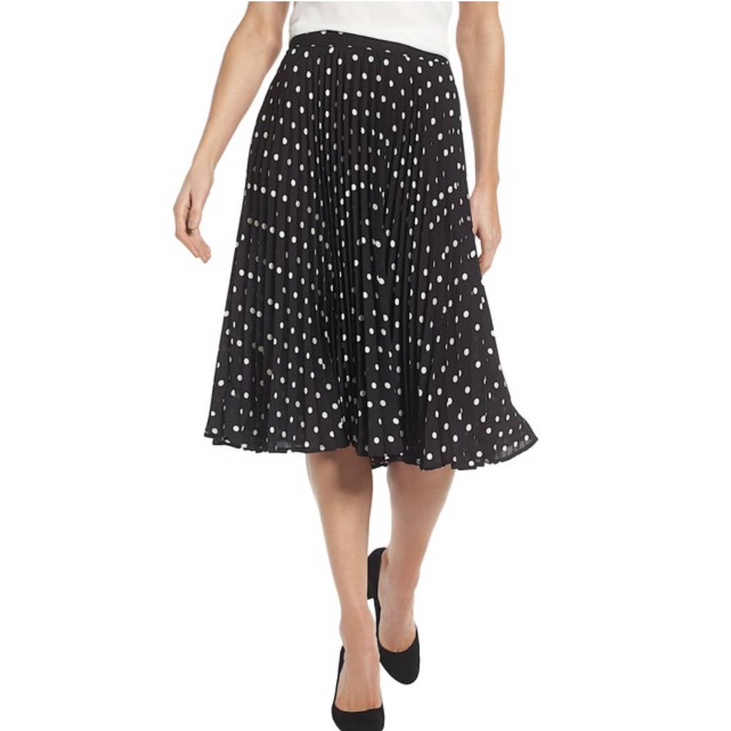 Authentic NWT Vince Camuto Black/White Polka Dot Pleat 