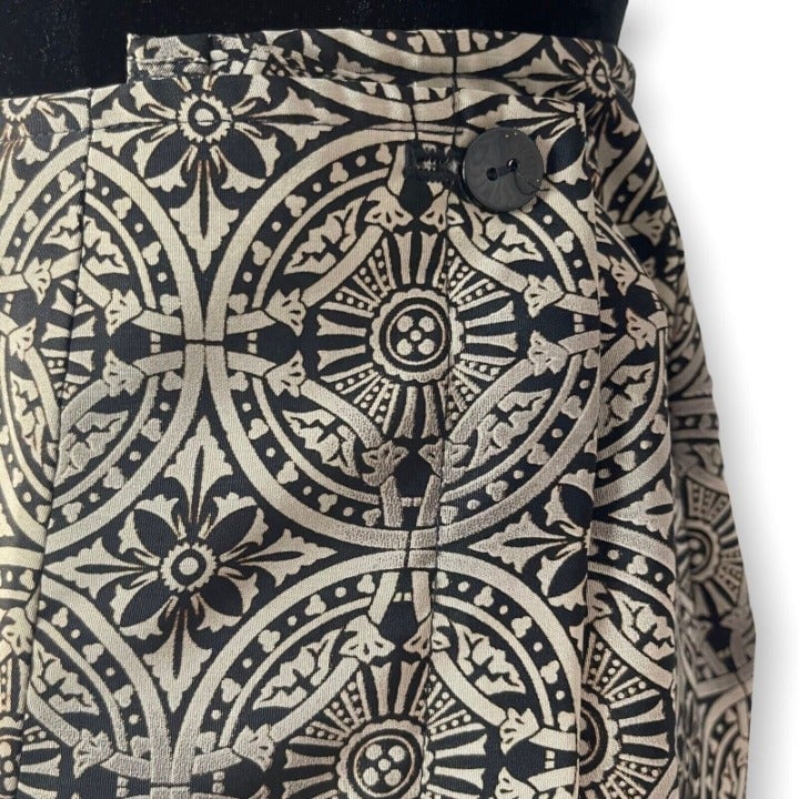 Fashion Studio C Faux Wrap Midi Skirt Womens Black Tan 24 Geometric Boho Casual VTG Boho GBc9ci46A just buy it