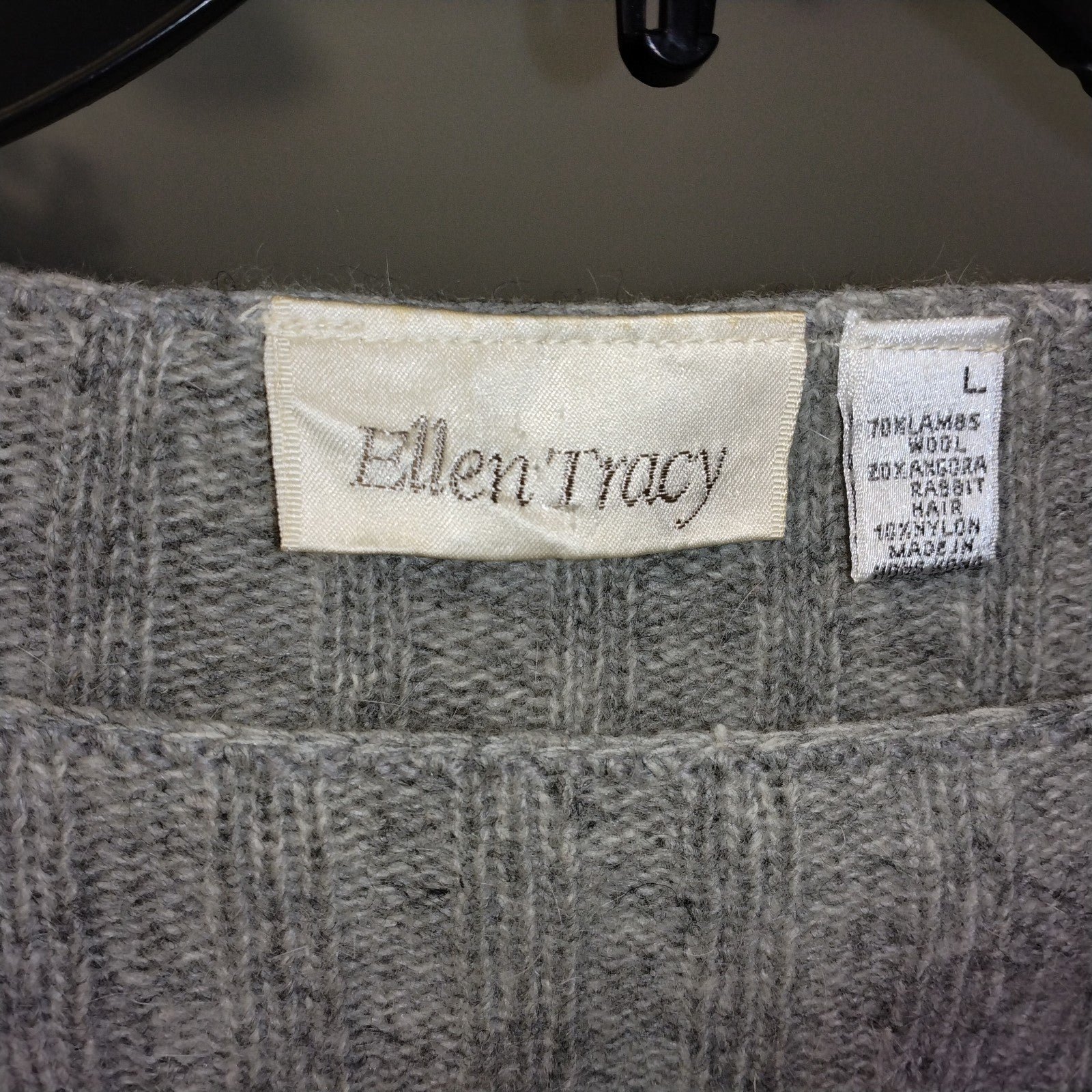 Perfect Ellen Tracy Vintage Sweater. Light Gray Boat Neck Princess Sleeves Delicate Knit OL0wQbPZh Zero Profit 